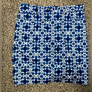 Jones New York Blue - stretch, White Patterned Mini Skirt